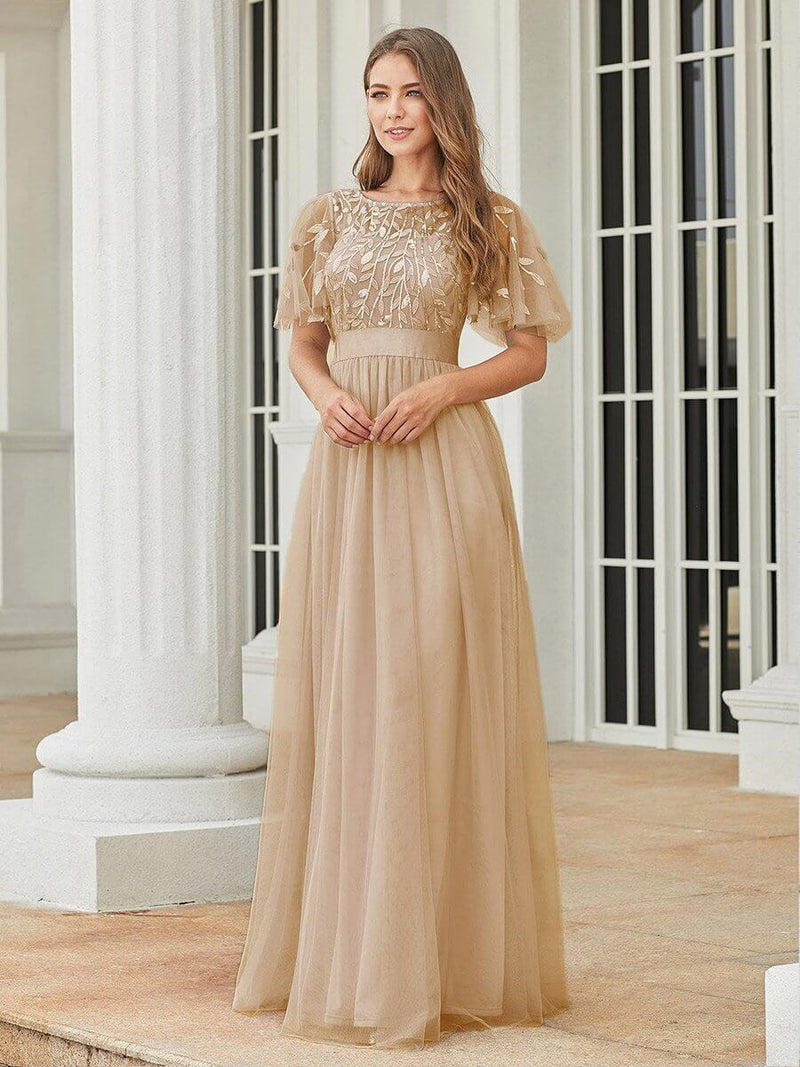 Georgia flutter sleeve tulle bridesmaid dress in lighter colors - Bay Bridal and Ball Gowns