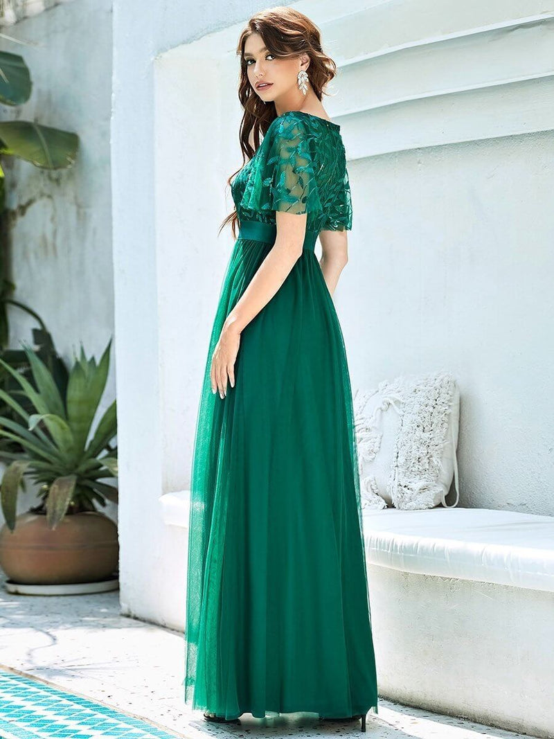 Georgia flutter sleeve tulle dress in emerald size 16 Express NZ wide - Bay Bridal and Ball Gowns