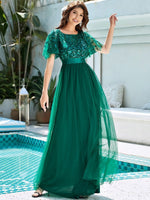 Georgia flutter sleeve tulle dress in emerald size 16 Express NZ wide - Bay Bridal and Ball Gowns