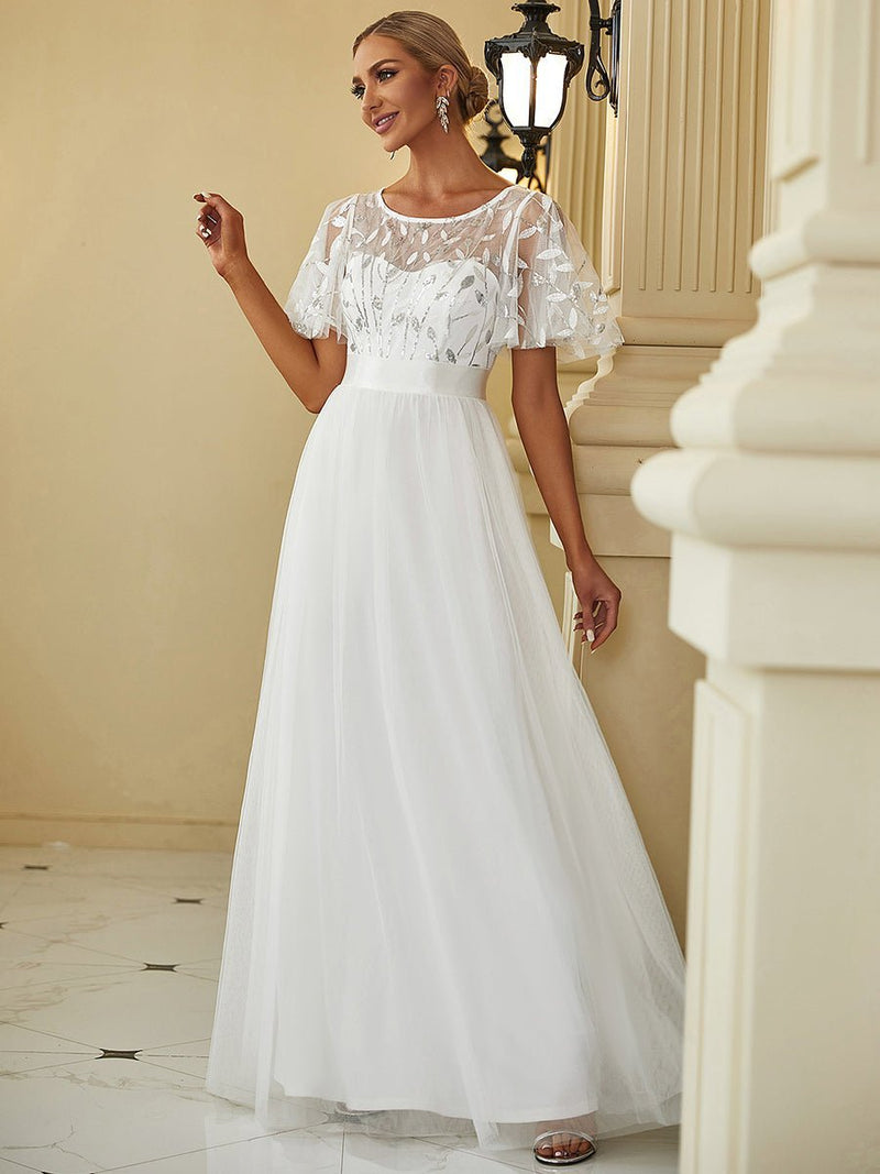 Georgia flutter sleeve tulle wedding dress in Ivory Express NZ wide - Bay Bridal and Ball Gowns
