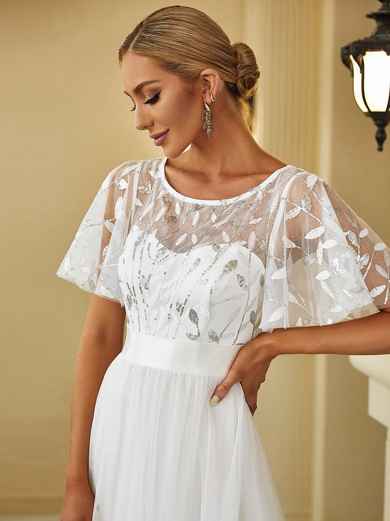 Georgia flutter sleeve tulle wedding dress in Ivory Express NZ wide - Bay Bridal and Ball Gowns