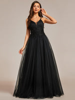 Gloria black tulle wedding or ball gown with beading - Bay Bridal and Ball Gowns