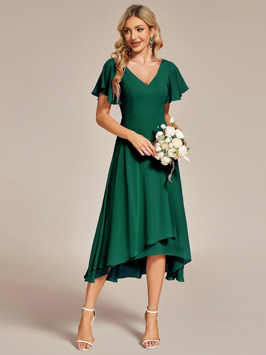 Grace emerald short chiffon dress Express NZ wide - Bay Bridal and Ball Gowns
