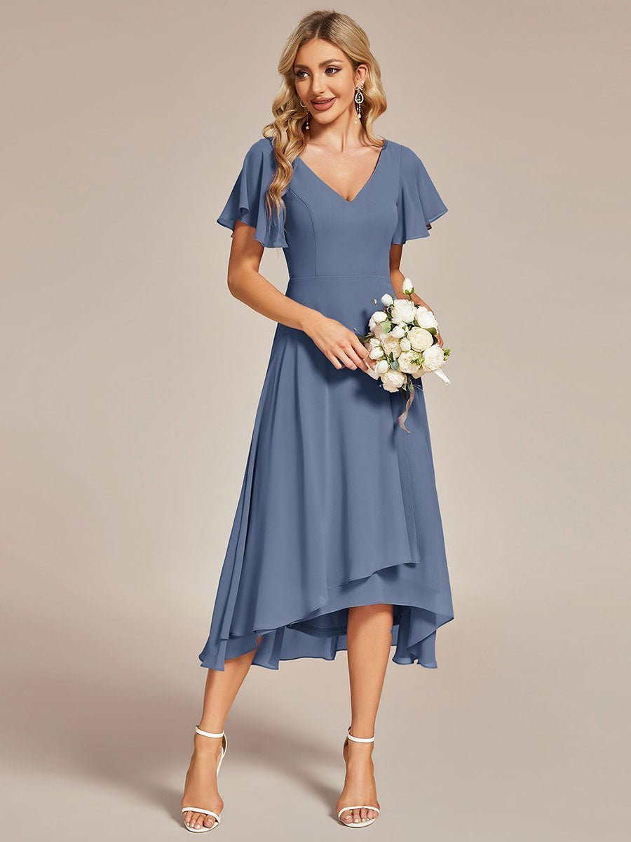Grace midi mother of the bride gown in dusky navy Express NZ wide - Bay Bridal and Ball Gowns