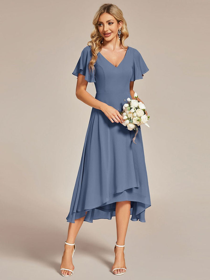 Grace V neck chiffon high how mother of the bride gown - Bay Bridal and Ball Gowns