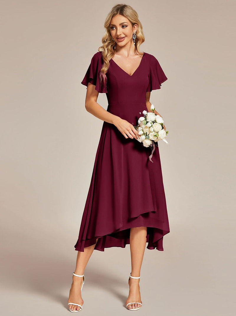Grace V neck chiffon high how mother of the bride gown - Bay Bridal and Ball Gowns