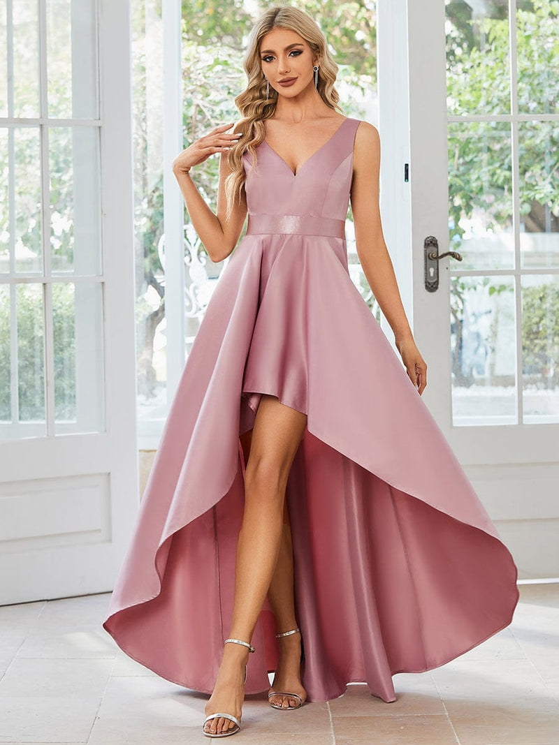 Gracey satin high low school ball dress size 8 in dusky rose Express NZ wide - Bay Bridal and Ball Gowns