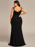 Halo plus size black evening ball dress with split and sparkle Express NZ wide - Bay Bridal and Ball Gowns