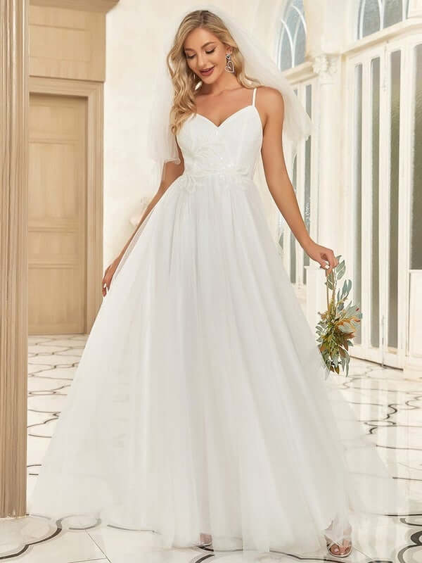 Harlow thin strap beaded wedding gown in Ivory Express NZ wide - Bay Bridal and Ball Gowns