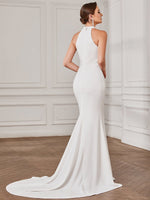 Hayley halter neck wedding dress with fishtail in ivory size 10 Express NZ wide - Bay Bridal and Ball Gowns