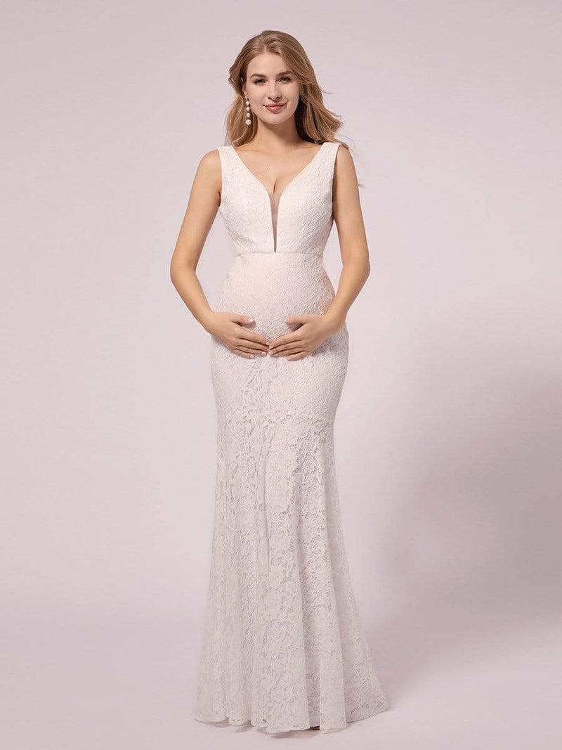 Heatherly full lace maternity wedding dress in ivory - Bay Bridal and Ball Gowns