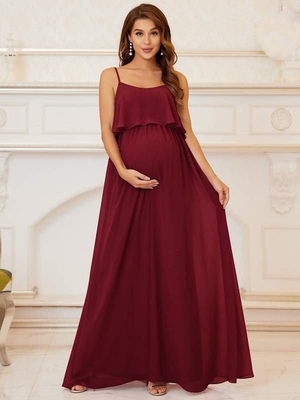 Indhe Soft Chiffon Thin Strap Maternity Gown s8 Express NZ wide - Bay Bridal and Ball Gowns
