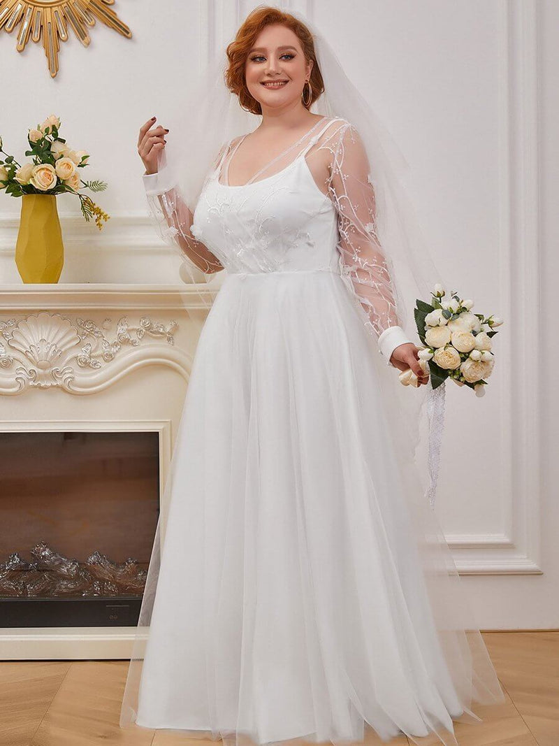 Isabella sleeved tulle plus size wedding dress in ivory s26 Express NZ wide - Bay Bridal and Ball Gowns