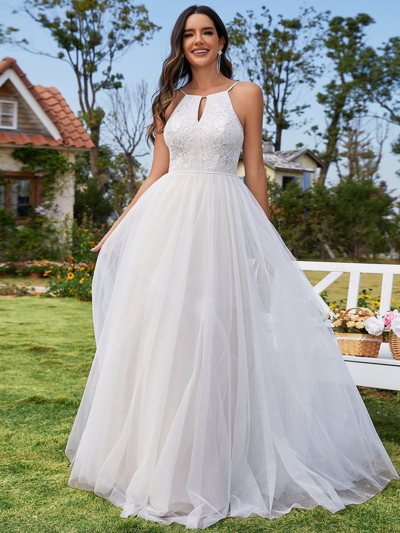 Jayden halter-neck sand/ivory wedding dress Express NZ wide - Bay Bridal and Ball Gowns