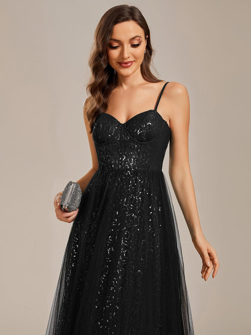 Jemima black sequin and tulle corset school ball dress s8 Express NZ wide - Bay Bridal and Ball Gowns