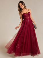 Jemima burgundy sequin and tulle corset ball dress s8 Express NZ wide - Bay Bridal and Ball Gowns