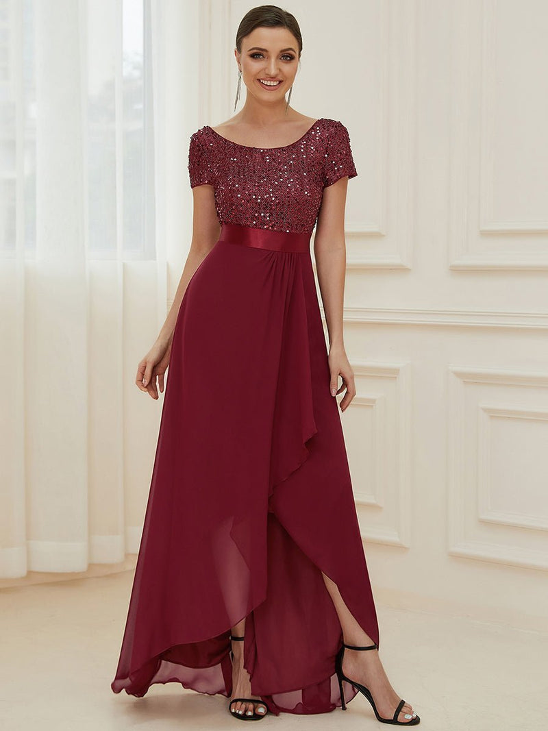 Jenna burgundy high low mother of the bride dress s8 Express NZ wide - Bay Bridal and Ball Gowns