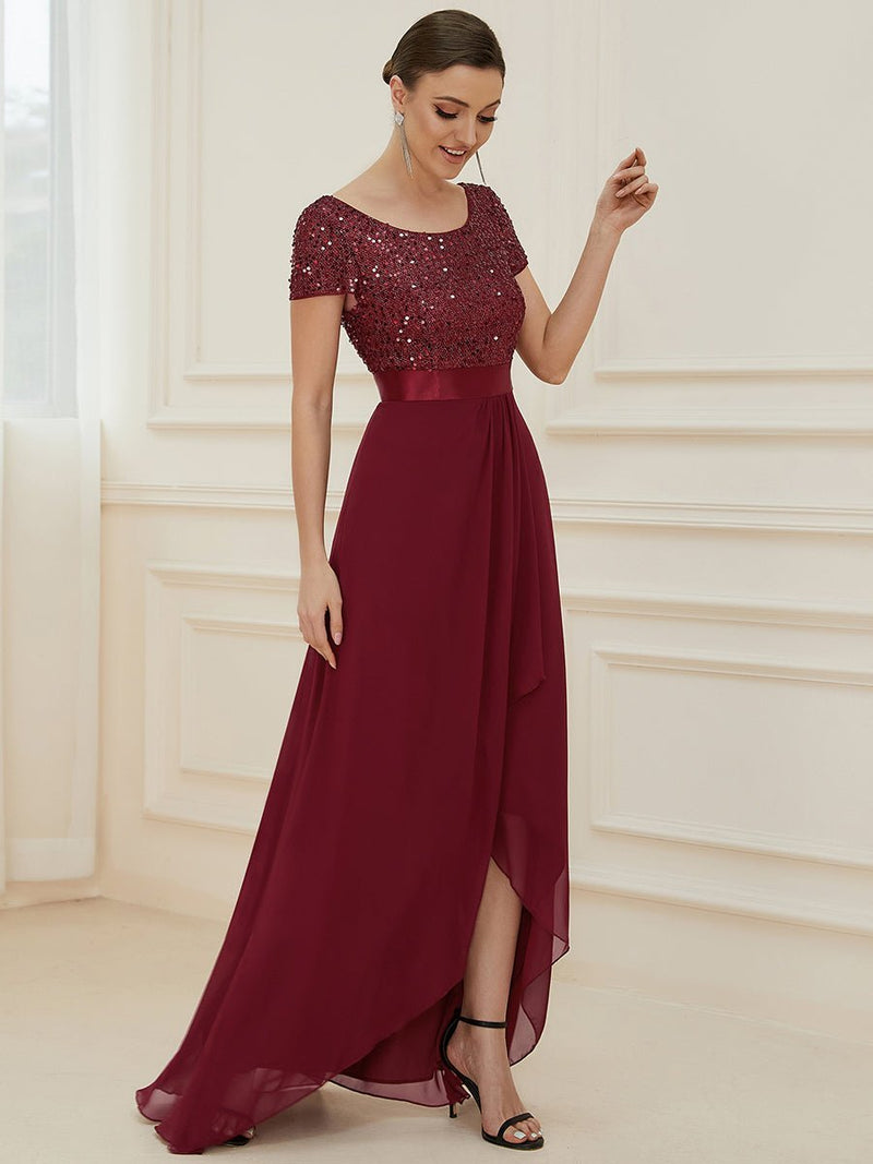 Jenna burgundy high low mother of the bride dress s8 Express NZ wide - Bay Bridal and Ball Gowns