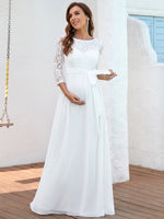 Jennifer lace and chiffon maternity wedding dress in ivory Express NZ wide - Bay Bridal and Ball Gowns