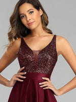 Jill decorated satin high low burgundy ball dress s8 Express NZ wide - Bay Bridal and Ball Gowns