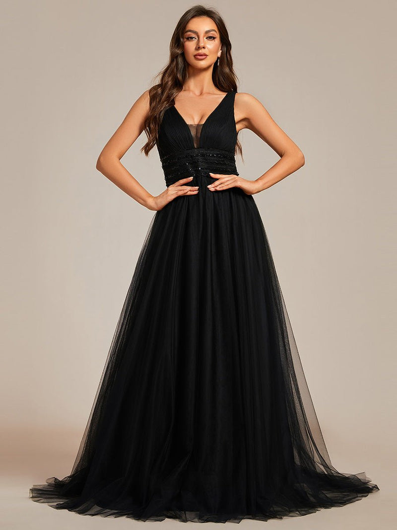 Jillian v neck backless soft tulle wedding dress in black - Bay Bridal and Ball Gowns