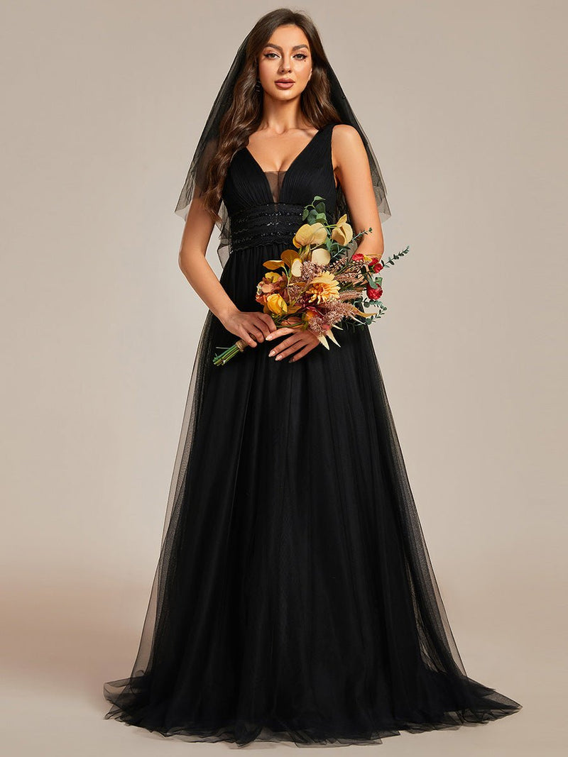Jillian v neck backless soft tulle wedding dress in black Express NZ wide - Bay Bridal and Ball Gowns