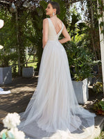 Jillian v neck backless soft tulle wedding dress in nude/ivory Express NZ Wide - Bay Bridal and Ball Gowns