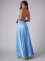Jo ball gown with lace up back in light blue Express NZ wide - Bay Bridal and Ball Gowns