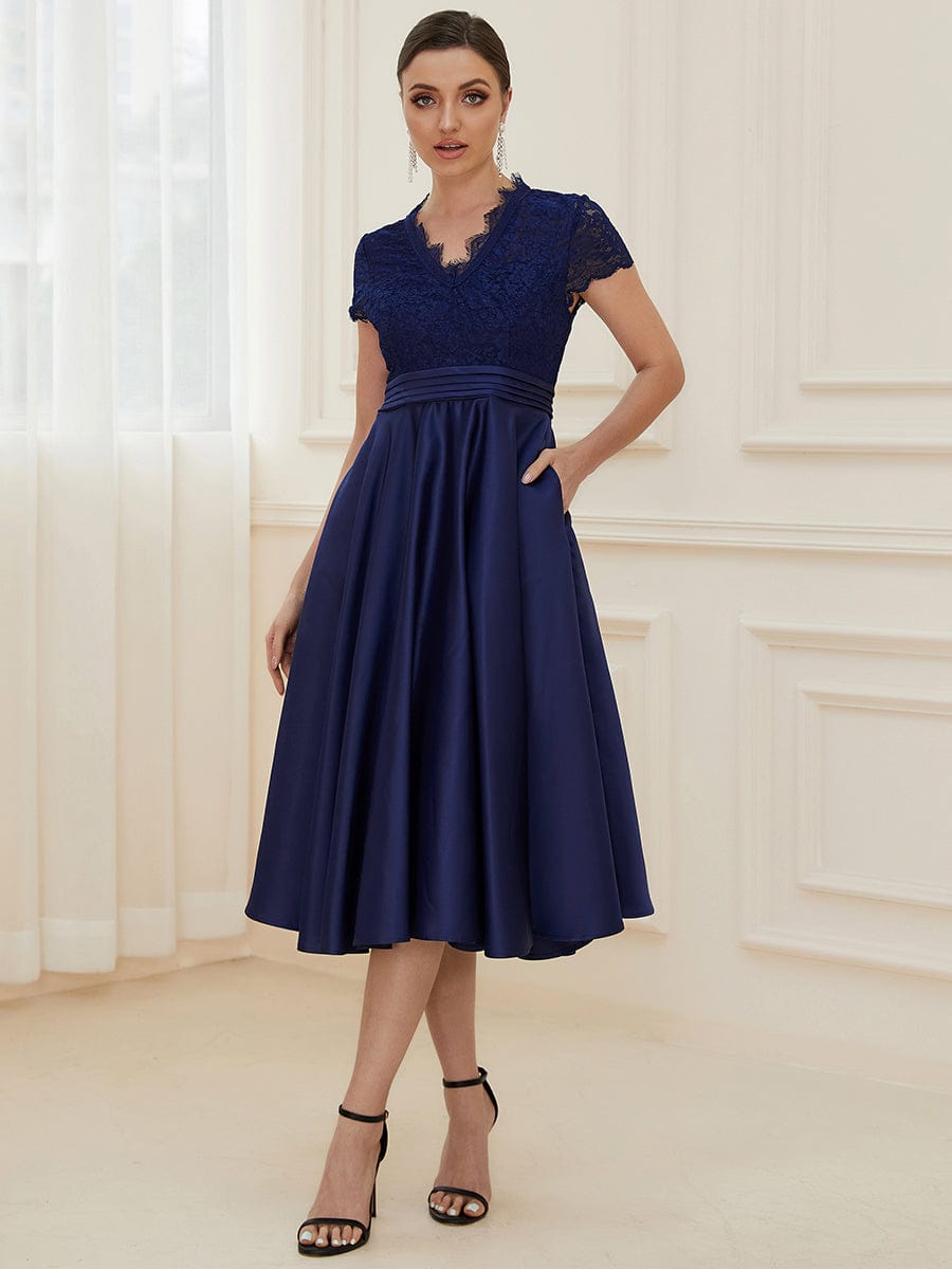June tea length mother of the bride/groom dress in Navy Express NZ wide - Bay Bridal and Ball Gowns