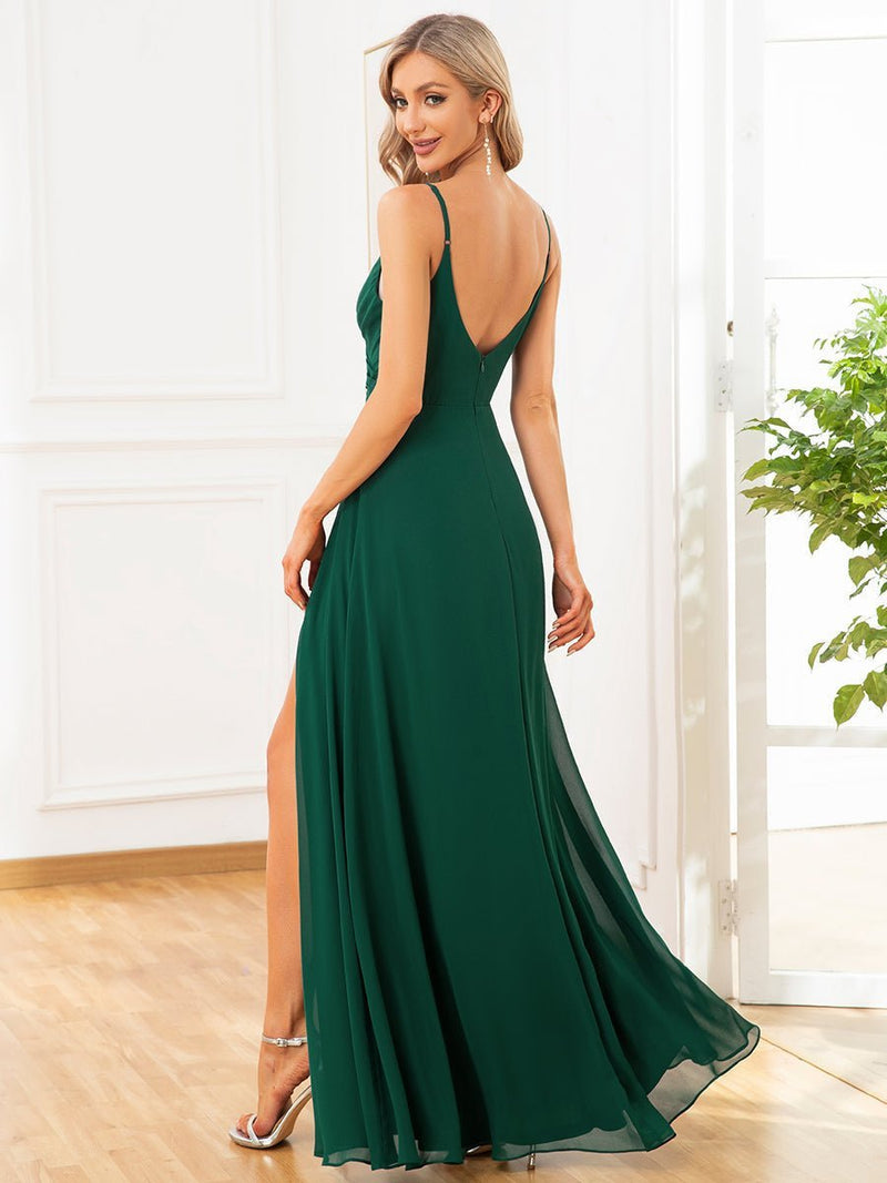 Kaia formal ball dress in Emerald with slit Express NZ wide - Bay Bridal and Ball Gowns