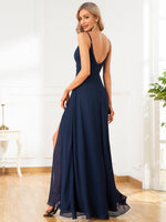 Kaia formal ball or bridesmaid dress in chiffon with a split - Bay Bridal and Ball Gowns