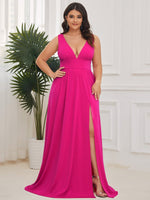Karina low cut formal ball or party dress in Hot Pink Express NZ wide - Bay Bridal and Ball Gowns