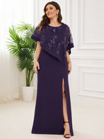Karmen evening dress with split size 18 in dark purple Express NZ wide - Bay Bridal and Ball Gowns