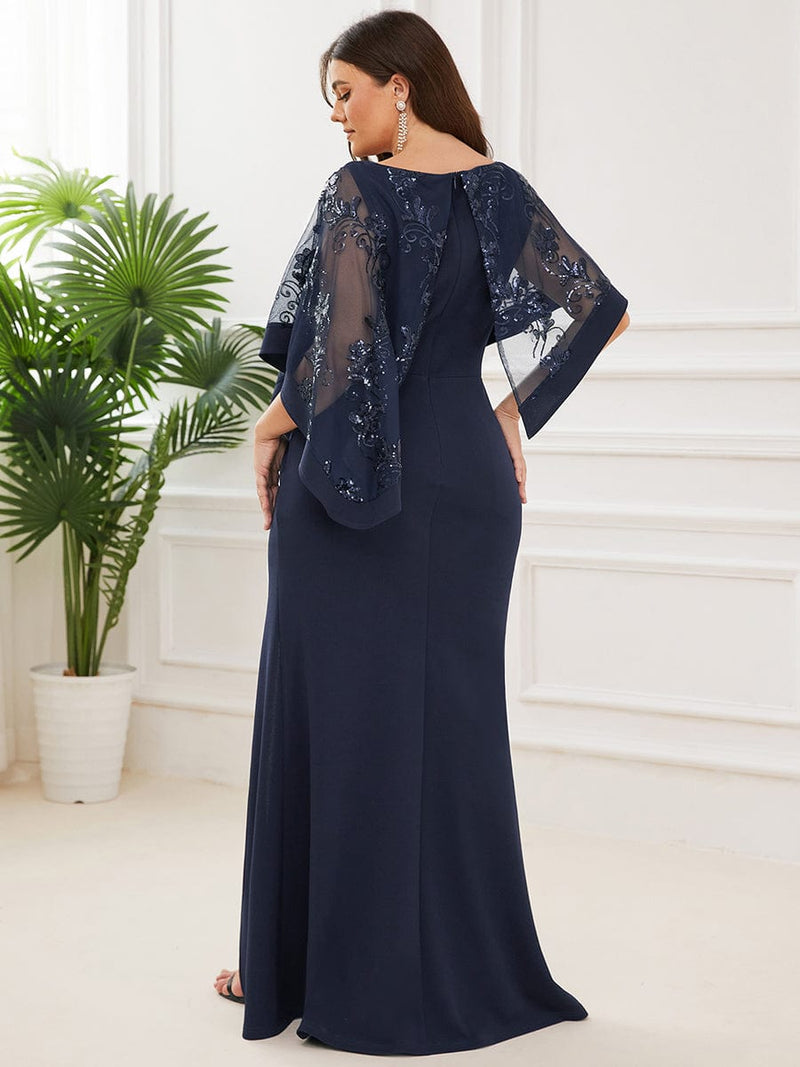 Karmen mother of the bride cape dress in navy Express NZ wide - Bay Bridal and Ball Gowns