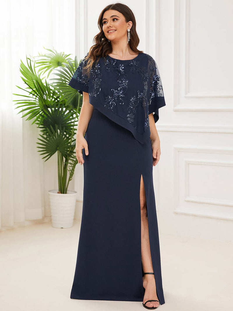 Karmen mother of the bride cape dress in navy Express NZ wide - Bay Bridal and Ball Gowns
