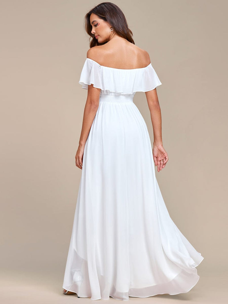 Karmina versatile off shoulder Ivory chiffon wedding dress - Bay Bridal and Ball Gowns