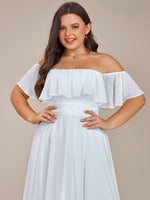 Karmina versatile off shoulder Ivory chiffon wedding dress Express NZ wide - Bay Bridal and Ball Gowns