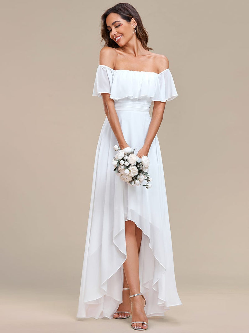 Karmina versatile off shoulder Ivory chiffon wedding dress Express NZ wide - Bay Bridal and Ball Gowns