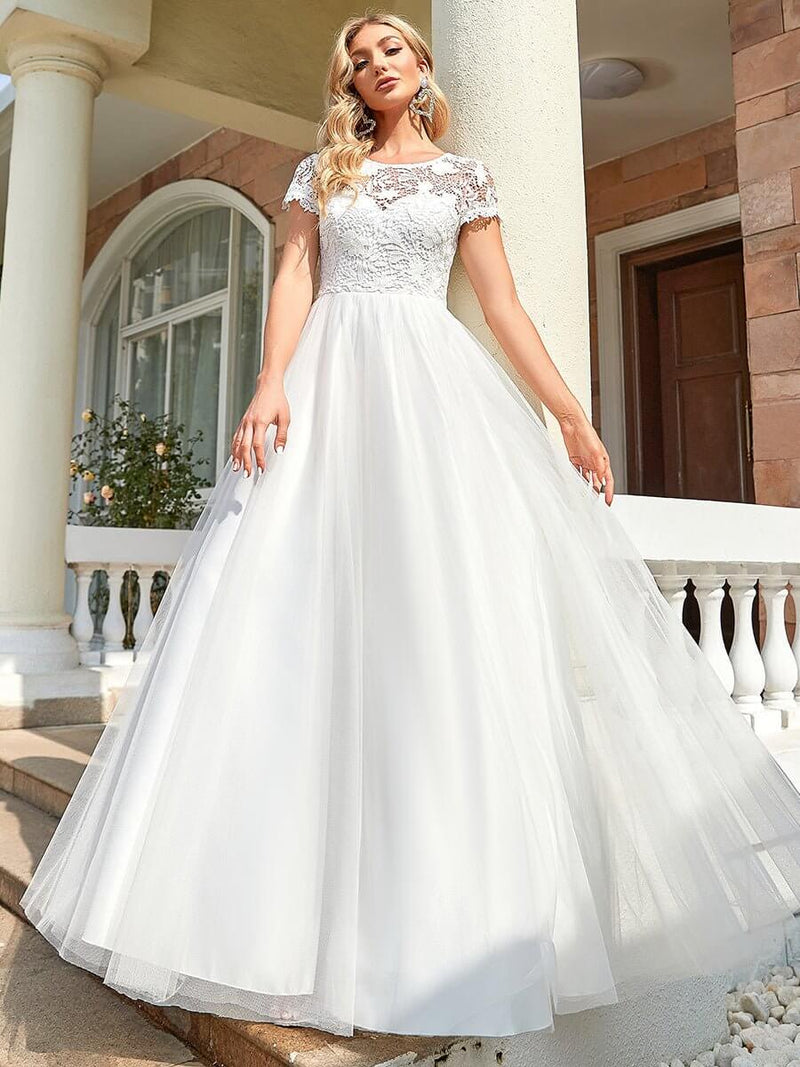 Keeva cap sleeve lace and tulle wedding dress in ivory Express NZ wide - Bay Bridal and Ball Gowns