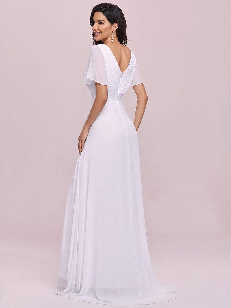 Kelsie flutter sleeve white chiffon wedding dress Express NZ wide - Bay Bridal and Ball Gowns