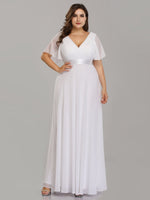Kelsie flutter sleeve white chiffon wedding dress Express NZ wide - Bay Bridal and Ball Gowns