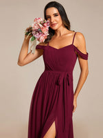 Kimba drop sleeve bridesmaid dress with a split - Bay Bridal and Ball Gowns