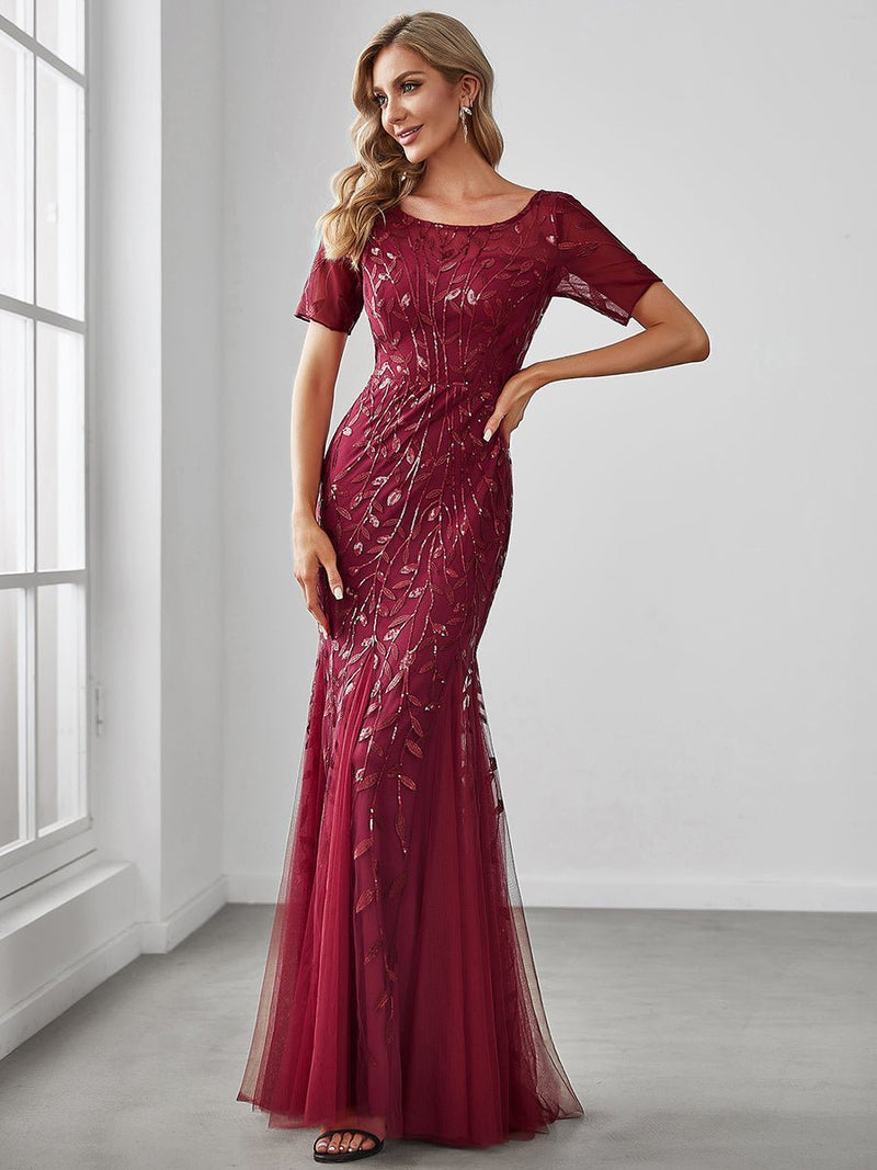 Krystal dress with sequins in burgundy s14-16 Express NZ wide - Bay Bridal and Ball Gowns
