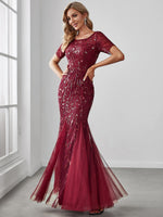 Krystal dress with sequins in burgundy s14-16 Express NZ wide - Bay Bridal and Ball Gowns