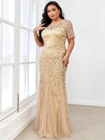 Krystal dress with sequins in light gold size 24 Express NZ wide - Bay Bridal and Ball Gowns
