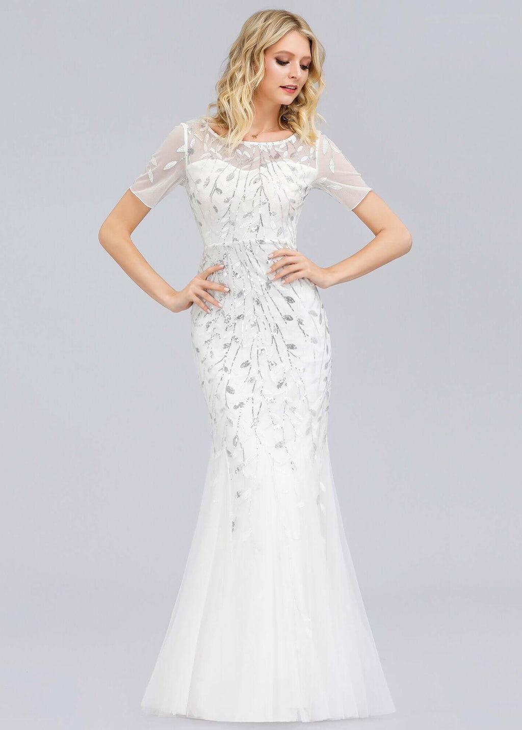 Krystal tulle Wedding gown in silver and white size Express NZ wide - Bay Bridal and Ball Gowns