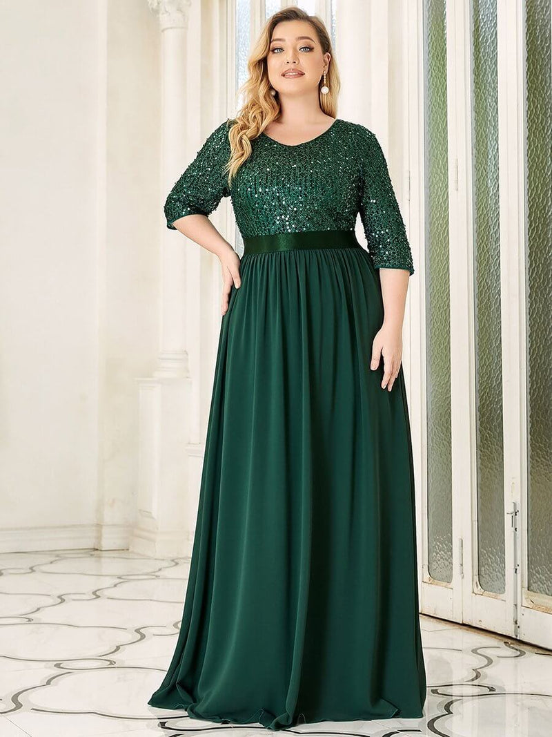 Kyla sequin and chiffon bridesmaid dress in Ever Green size 18 Express NZ wide - Bay Bridal and Ball Gowns