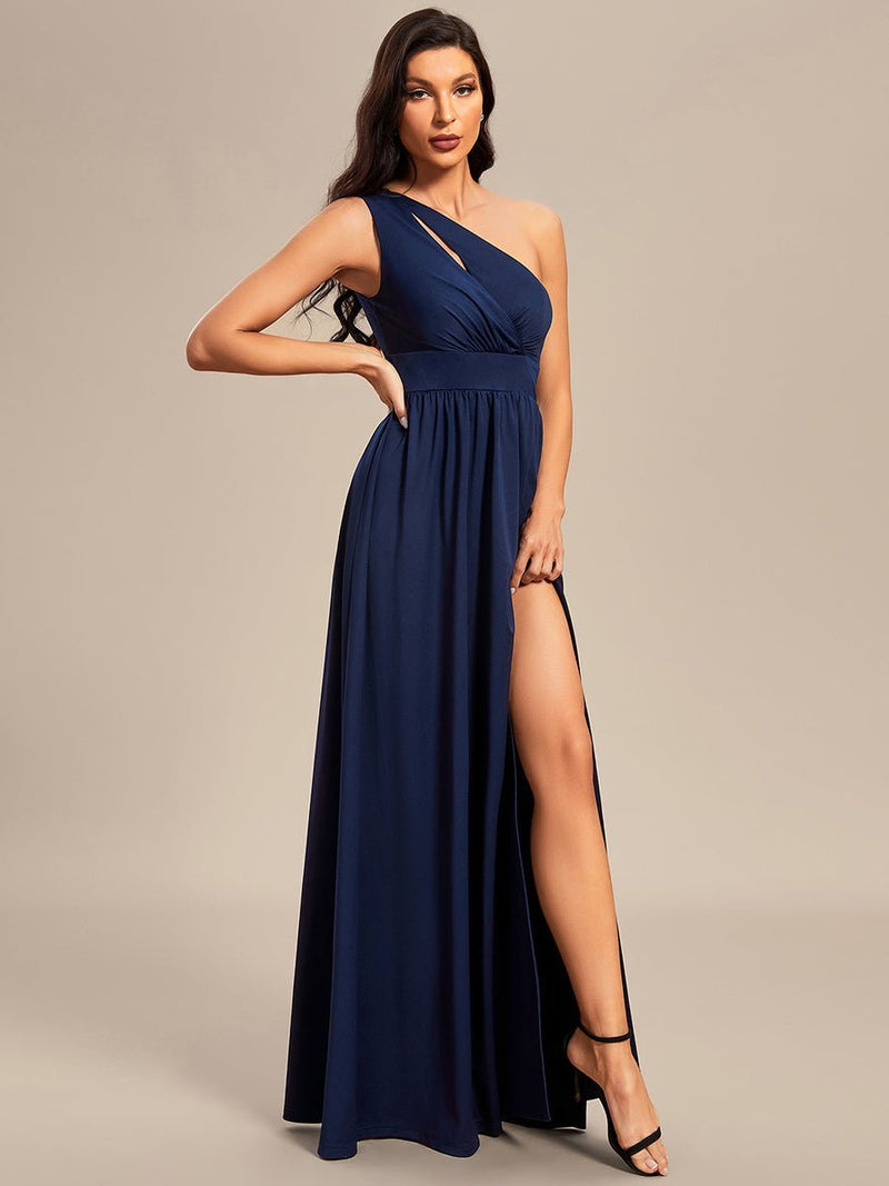 Larisha one should dress with cutout and split in navy size 8-10 Express NZ wide - Bay Bridal and Ball Gowns