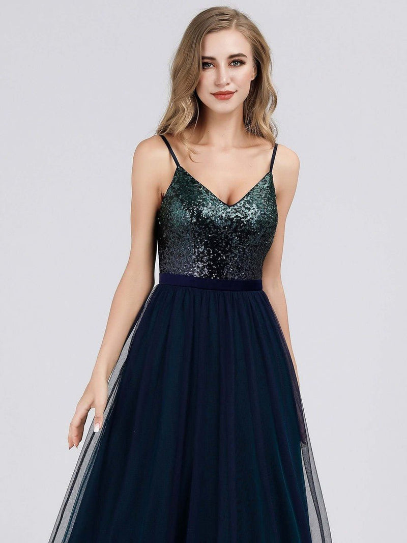 LAST!! Abella sequin & tulle ball gown in navy blue Express NZ wide! - Bay Bridal and Ball Gowns