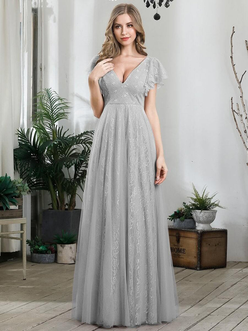 LAST Tiana lace tulle dress in grey s8 Express NZ wide! - Bay Bridal and Ball Gowns